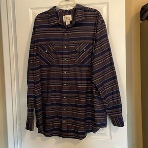 True Nation mens blue striped long sleeve button down shirt size 2XLT